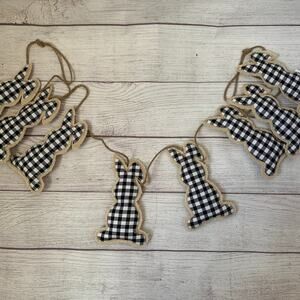 Rabbit Hill Farm Buffalo Plaid and Burlap Bunny Rabbit Garland Easter 6ft